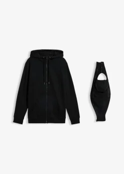 bonprix bonprix Sudadera 2 en 1 de algodón suave con capucha para hombres Negro New