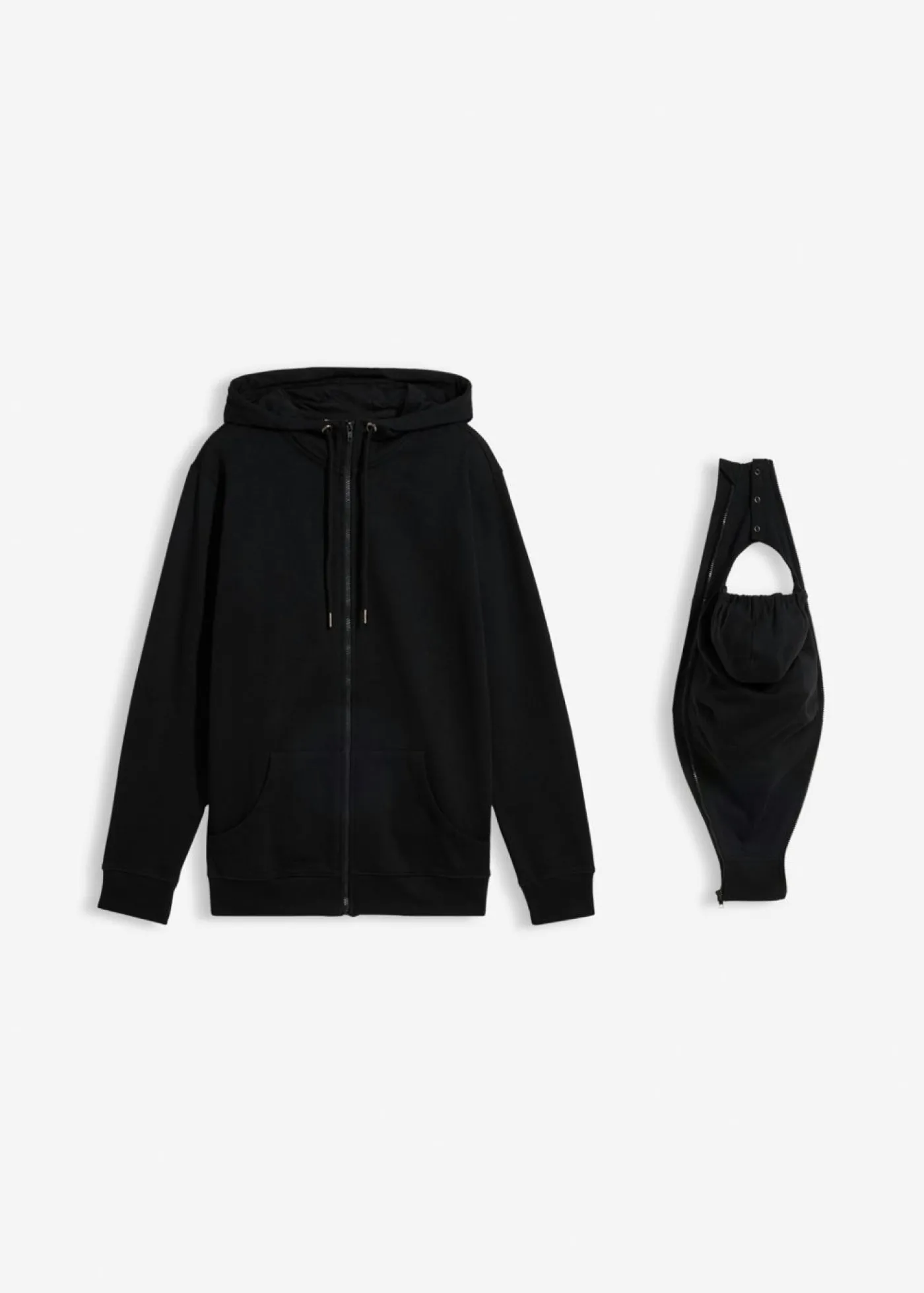 bonprix bonprix Sudadera 2 en 1 de algodón suave con capucha para hombres Negro New