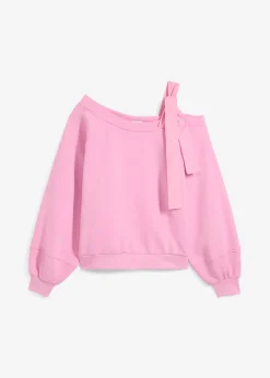 bonprix bonprix Sudadera ancha con un hombro al descubierto rosa orquídea Discount