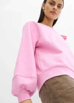 bonprix bonprix Sudadera ancha con un hombro al descubierto rosa orquídea Discount