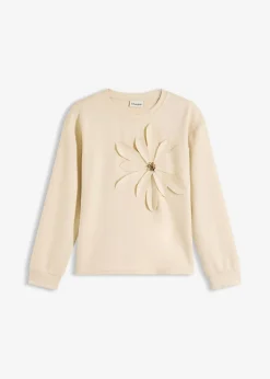 bonprix bonprix Sudadera con aplicación Arena claro Online