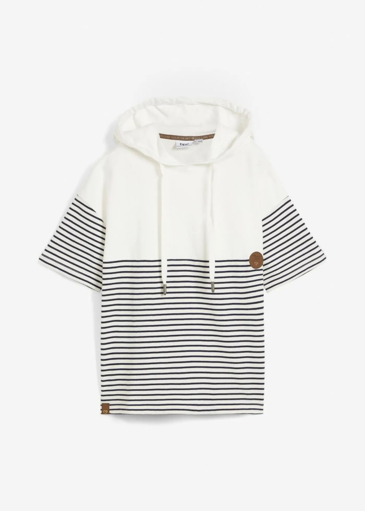 bonprix bonprix Sudadera con capucha Blanco lana-azul marino con rayas Clearance