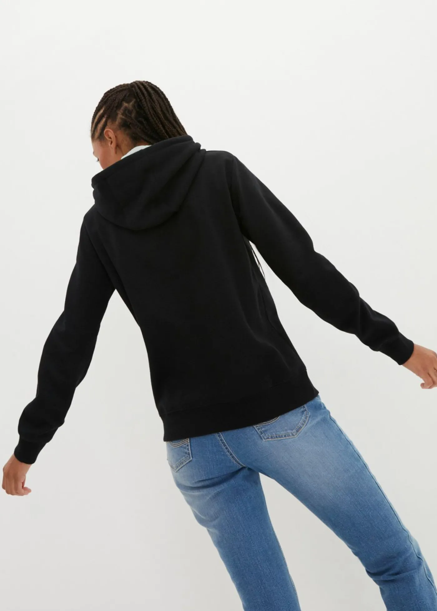 bonprix bonprix Sudadera con capucha de algodón orgánico negro/salvia Outlet