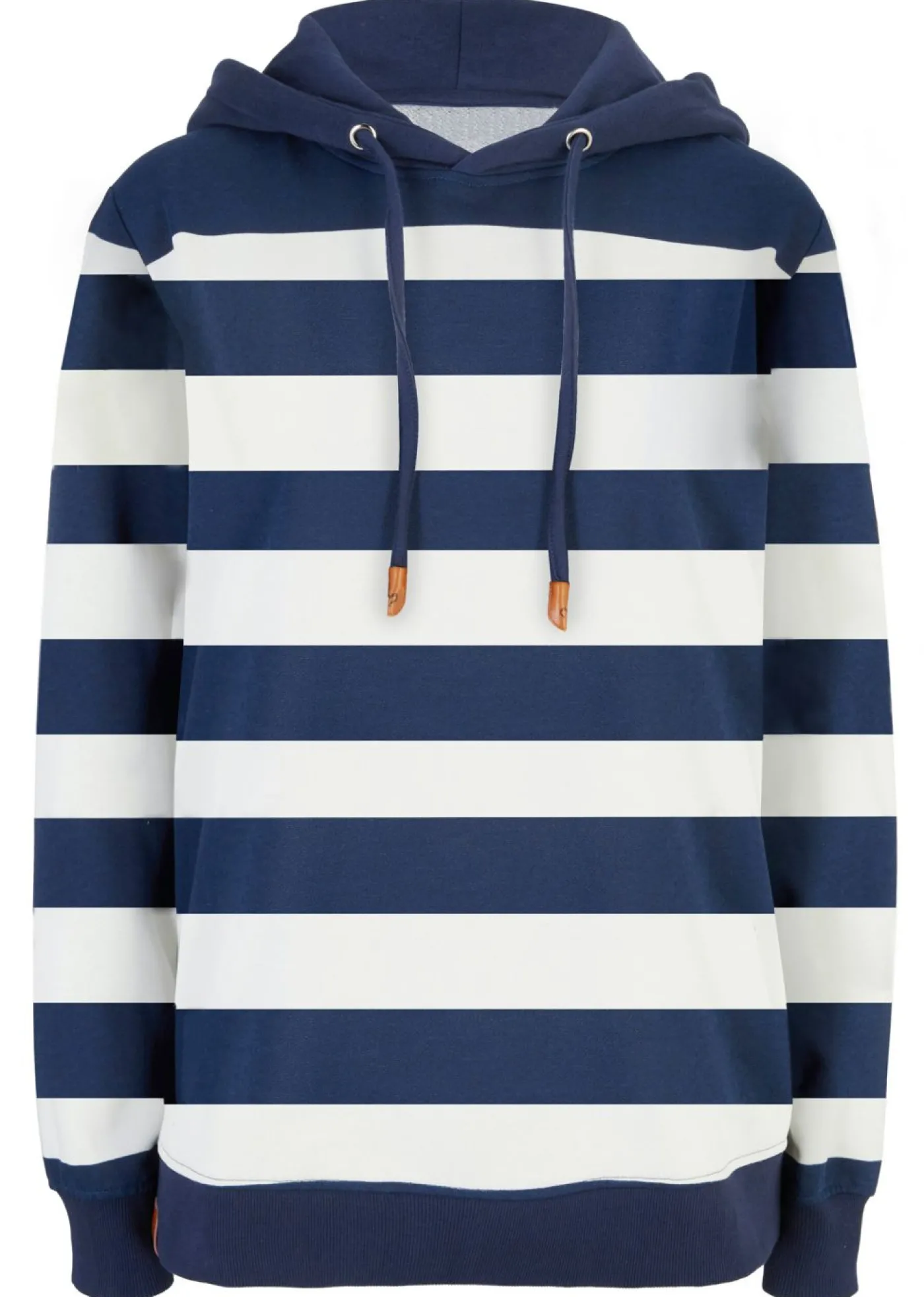 bonprix bonprix Sudadera con capucha de algodón puro azul marino-crema suave con rayas New
