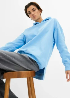 bonprix bonprix Sudadera con capucha de algodón puro azul bebé Online