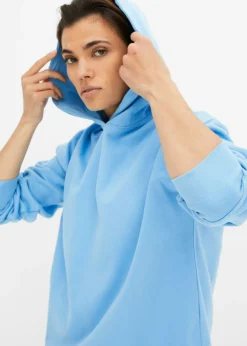 bonprix bonprix Sudadera con capucha de algodón puro azul bebé Online