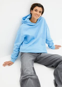bonprix bonprix Sudadera con capucha de algodón puro azul bebé Online