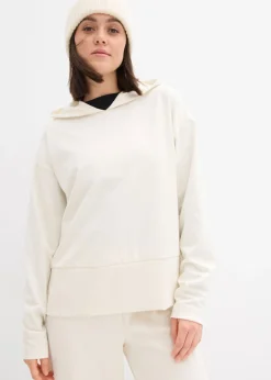bonprix bonprix Sudadera con capucha de cómodo tejido Punto di Roma blanco perla Discount