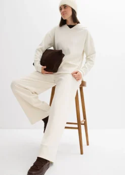 bonprix bonprix Sudadera con capucha de cómodo tejido Punto di Roma blanco perla Discount