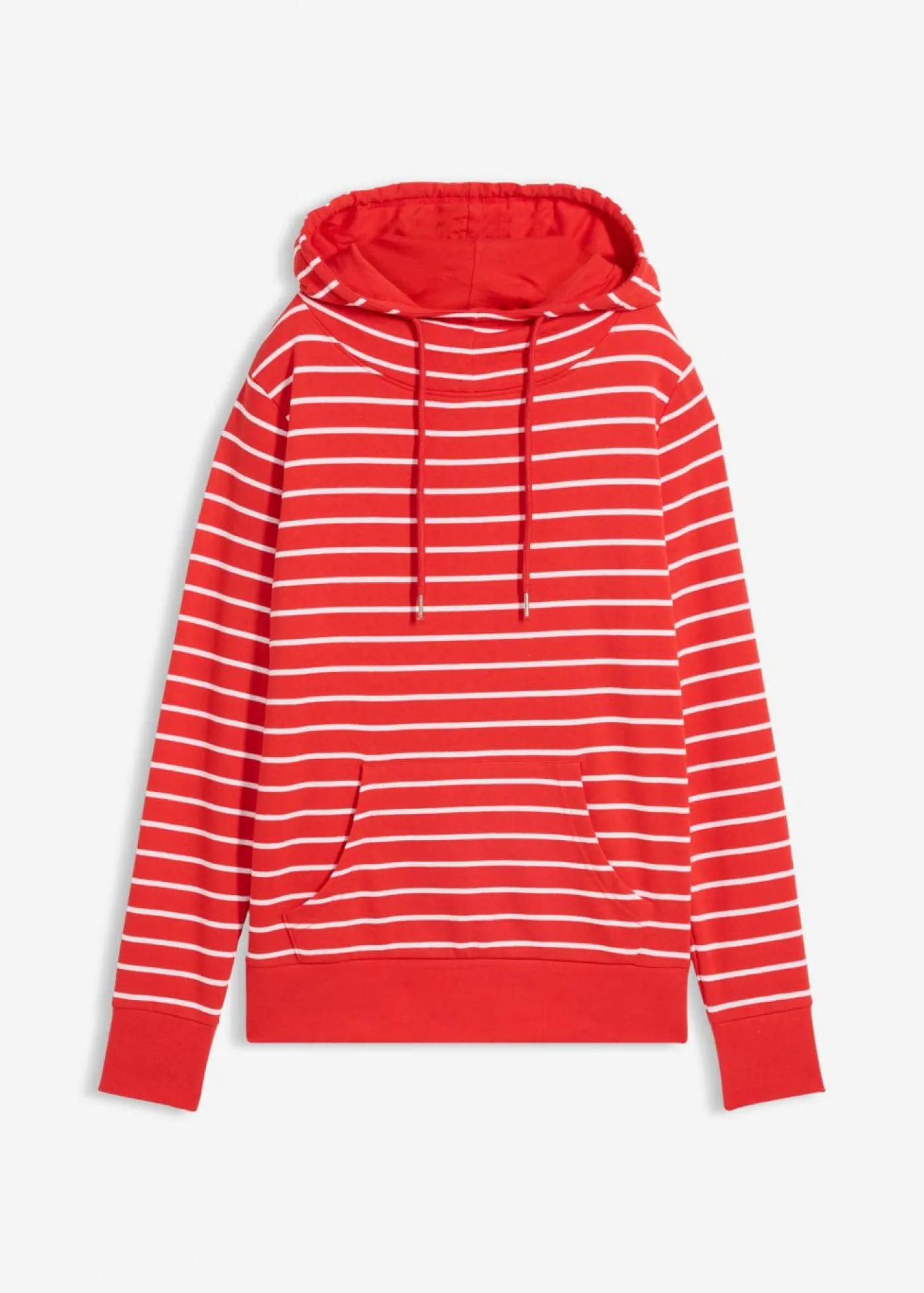 bonprix bonprix Sudadera con capucha de mezcla de algodón fresa-blanco con rayas Outlet