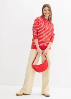 bonprix bonprix Sudadera con capucha de mezcla de algodón fresa-blanco con rayas Outlet