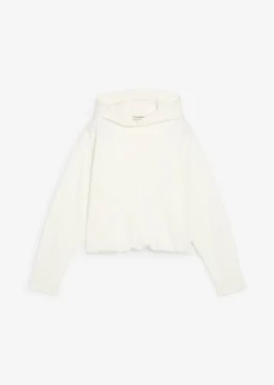 bonprix bonprix Sudadera con capucha de mezcla de viscosa ligeramente brillante Blanco lana Outlet