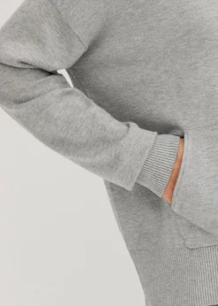 bonprix bonprix Sudadera con capucha de punto y bolsillo canguro en mezcla de viscosa Gris claro jaspeado Clearance