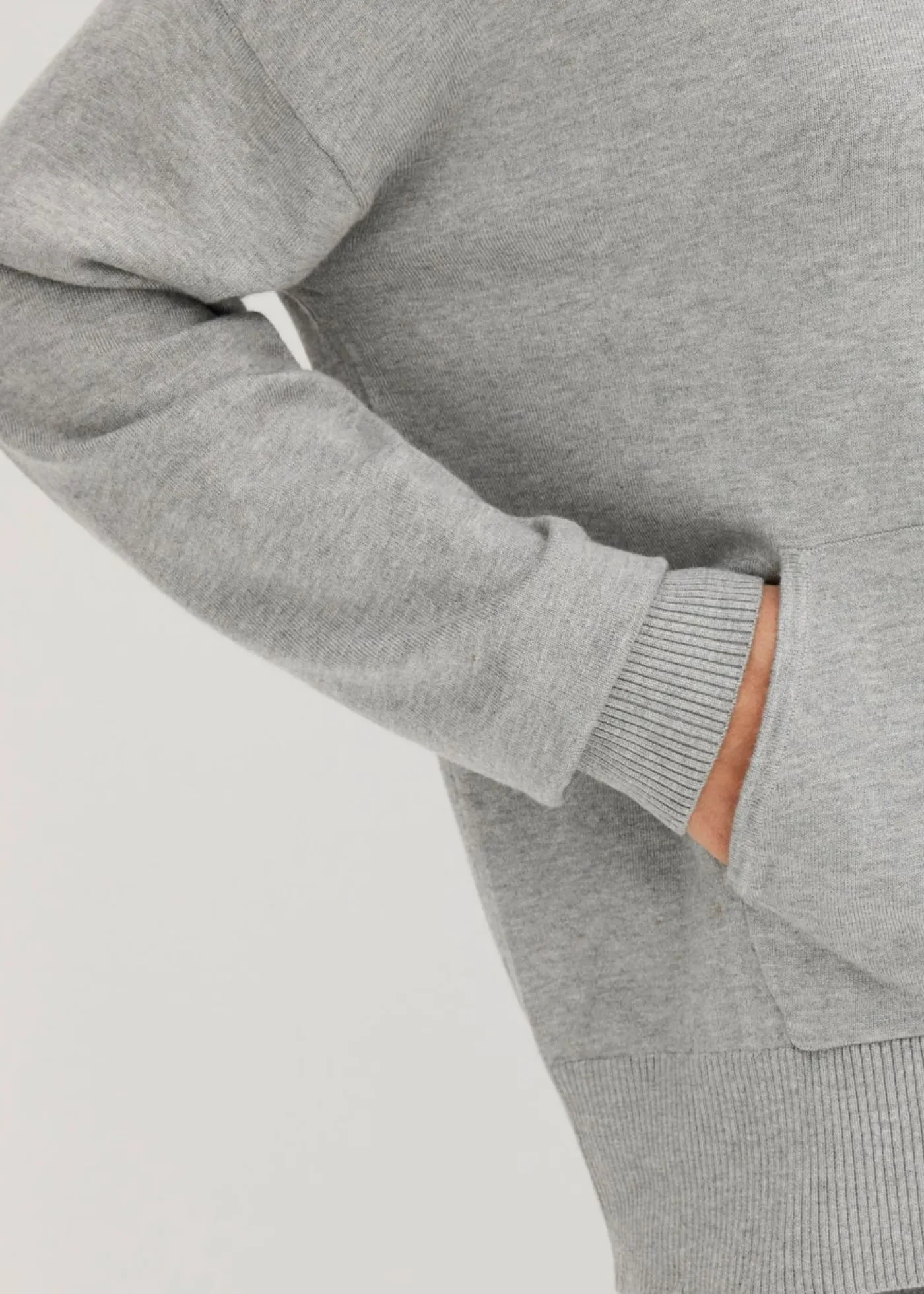 bonprix bonprix Sudadera con capucha de punto y bolsillo canguro en mezcla de viscosa Gris claro jaspeado Clearance