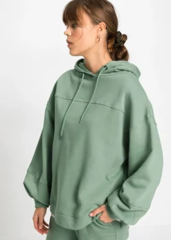 bonprix bonprix Sudadera con capucha oversize en mezcla de algodón suave verde ahumado Hot