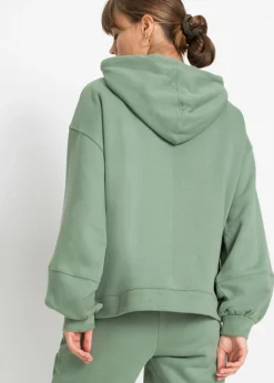 bonprix bonprix Sudadera con capucha oversize en mezcla de algodón suave verde ahumado Hot