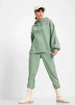 bonprix bonprix Sudadera con capucha oversize en mezcla de algodón suave verde ahumado Hot