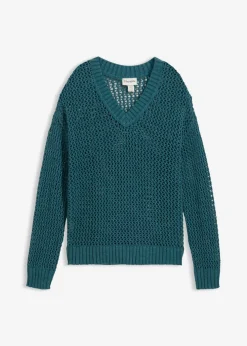 bonprix bonprix Sudadera de ajour de mezcla de lino ligero verde pimiento Best