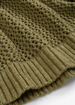 bonprix bonprix Sudadera de ajour de mezcla de lino ligero Verde oliva oscuro Clearance