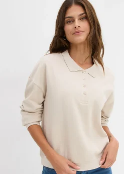 bonprix bonprix Sudadera de algodón orgánico puro Gris claro Outlet