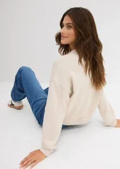bonprix bonprix Sudadera de algodón orgánico puro Gris claro Outlet