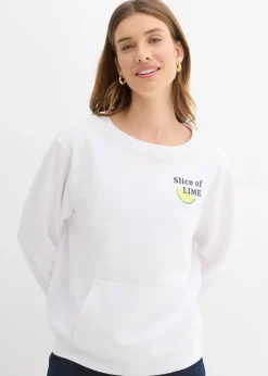 bonprix bonprix Sudadera de algodón puro Blanco Best