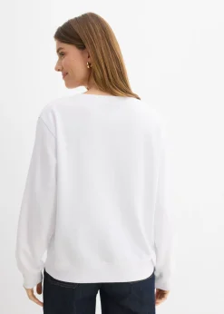 bonprix bonprix Sudadera de algodón puro Blanco Best