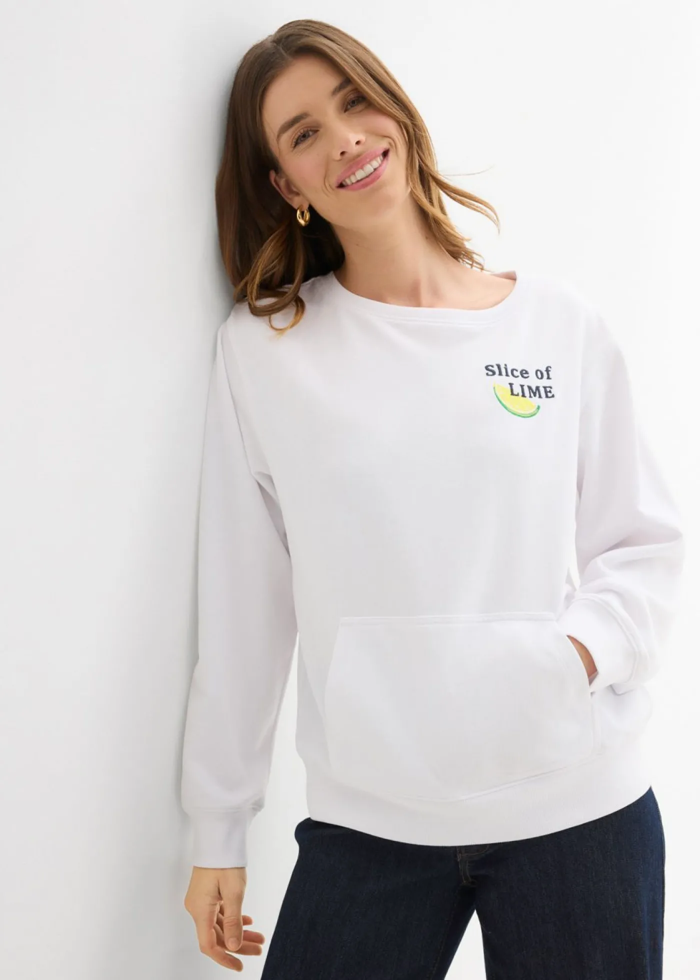 bonprix bonprix Sudadera de algodón puro Blanco Best