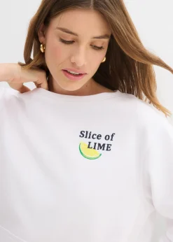 bonprix bonprix Sudadera de algodón puro Blanco Best