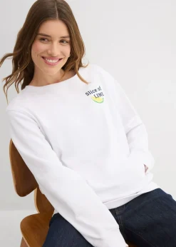 bonprix bonprix Sudadera de algodón puro Blanco Best