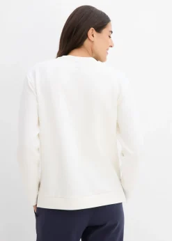 bonprix bonprix Sudadera de algodón puro blanco lana/azul provenzal Best