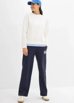 bonprix bonprix Sudadera de algodón puro blanco lana/azul provenzal Best