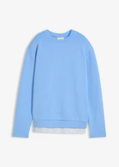 bonprix bonprix Sudadera de algodón puro azul provenzal-blanco lana Online