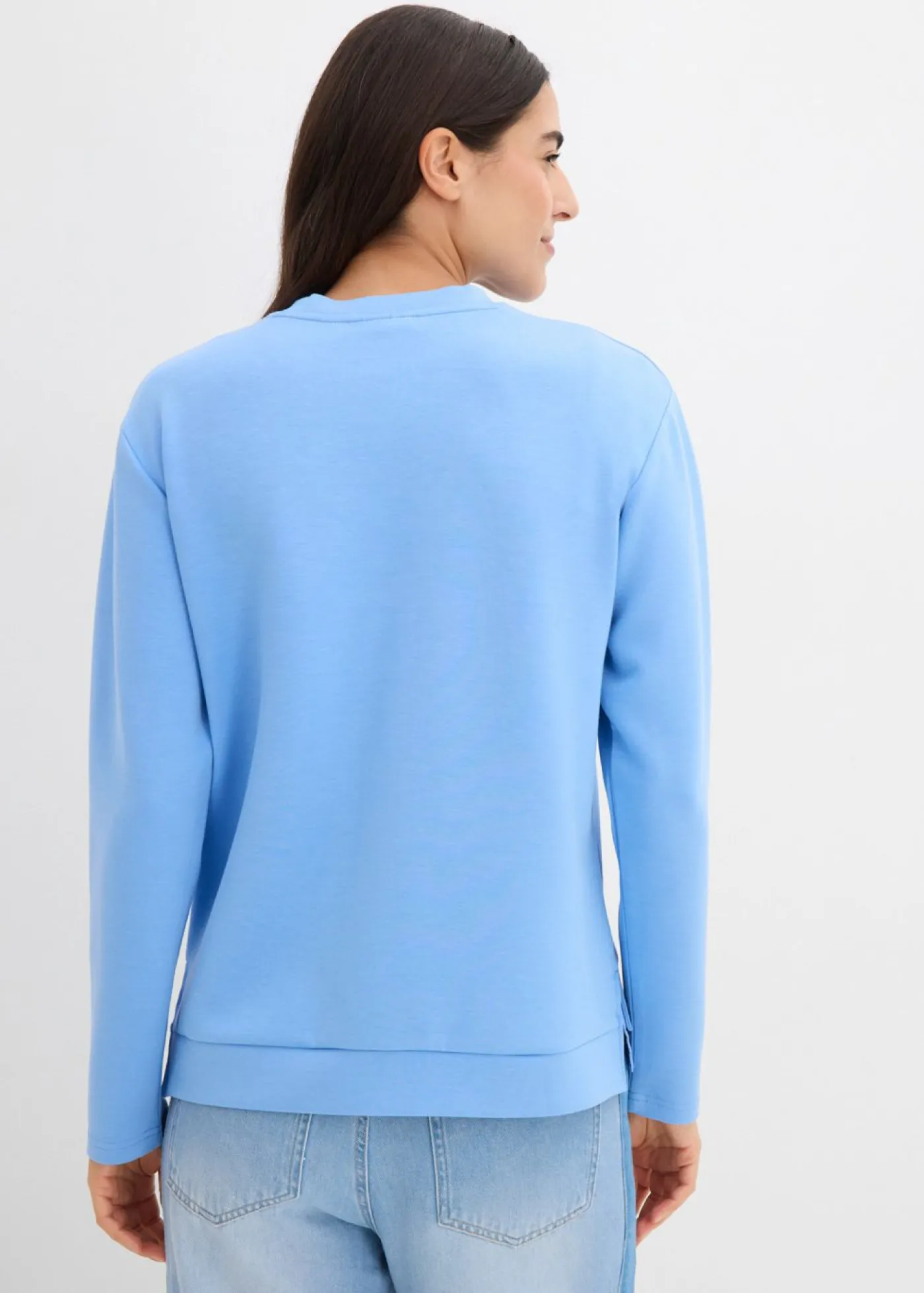 bonprix bonprix Sudadera de algodón puro azul provenzal-blanco lana Online