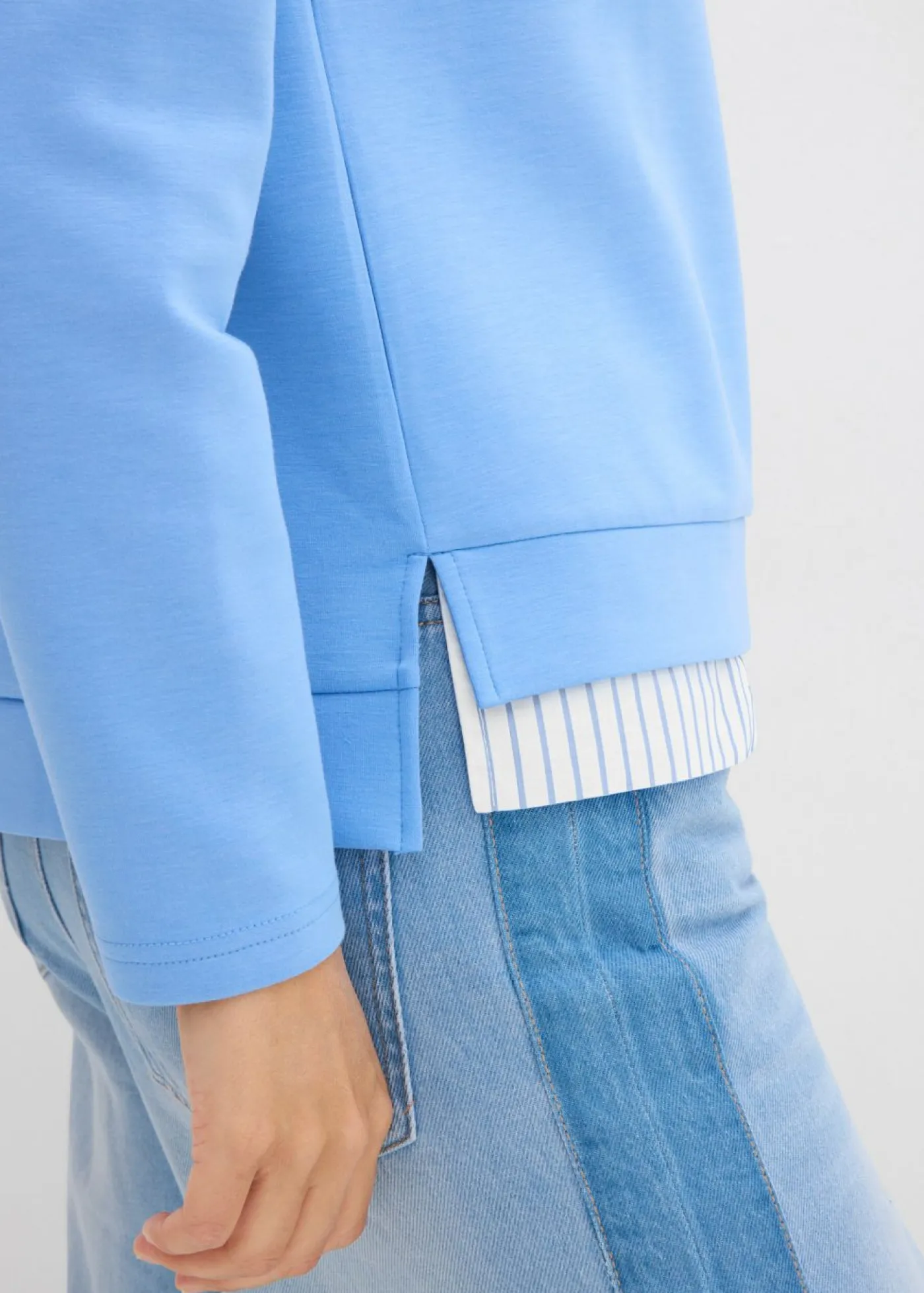 bonprix bonprix Sudadera de algodón puro azul provenzal-blanco lana Online