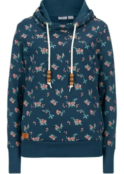 bonprix bonprix Sudadera de algodón puro con capucha y cordones Azul oscuro Discount
