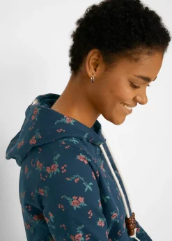 bonprix bonprix Sudadera de algodón puro con capucha y cordones Azul oscuro Discount