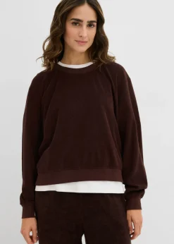 bonprix bonprix Sudadera de felpa suave Marrón oscuro