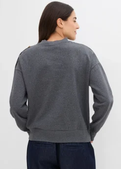 bonprix bonprix Sudadera de mezcla de algodón Gris jaspeado-blanco
