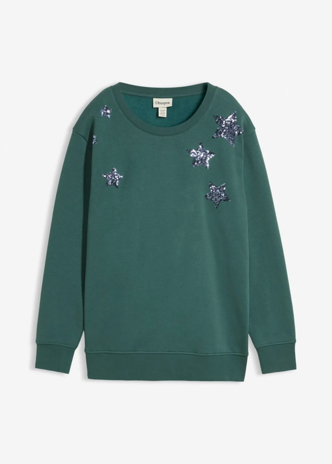 bonprix bonprix Sudadera de mezcla de algodón verde mate New