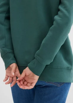 bonprix bonprix Sudadera de mezcla de algodón verde mate New