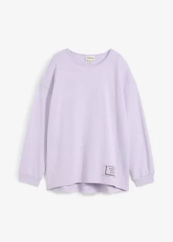 bonprix bonprix Sudadera de mezcla de algodón con bajo asimétrico lila pastel