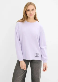 bonprix bonprix Sudadera de mezcla de algodón con bajo asimétrico lila pastel
