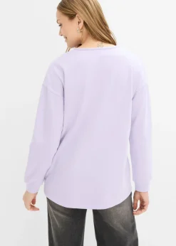 bonprix bonprix Sudadera de mezcla de algodón con bajo asimétrico lila pastel