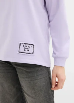 bonprix bonprix Sudadera de mezcla de algodón con bajo asimétrico lila pastel