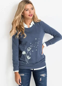 bonprix bonprix Sudadera de mezcla de algodón Índigo jaspeado estampado Hot