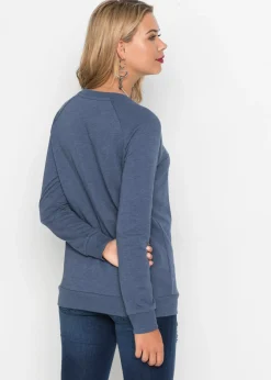 bonprix bonprix Sudadera de mezcla de algodón Índigo jaspeado estampado Hot