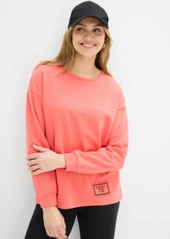 bonprix bonprix Sudadera de mezcla de algodón con bajo asimétrico Salmón claro New