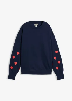 bonprix bonprix Sudadera de mezcla de algodón azul marino/fresa New