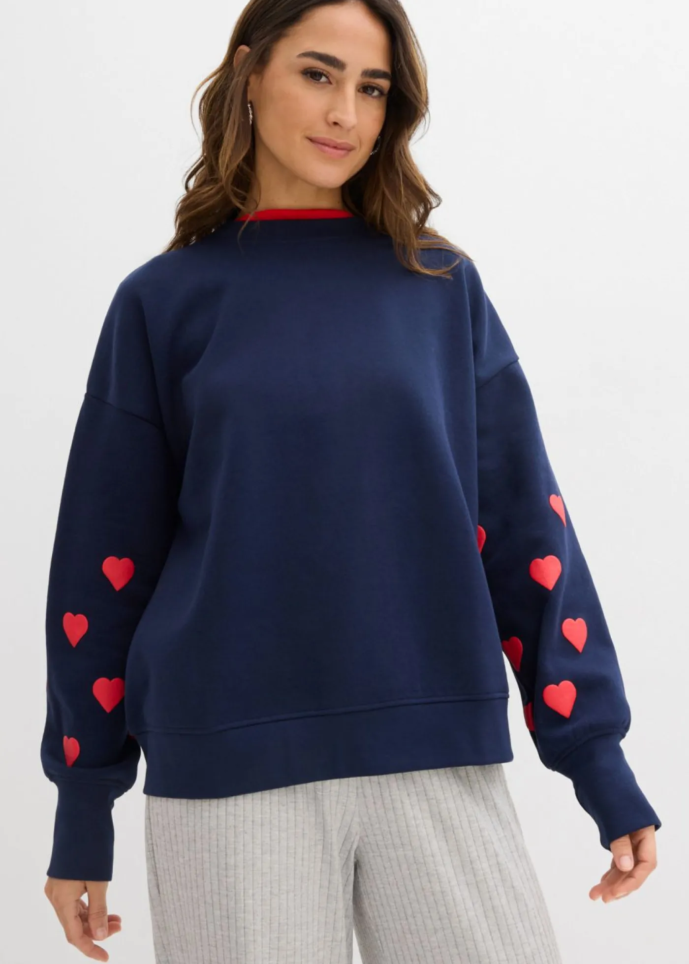bonprix bonprix Sudadera de mezcla de algodón azul marino/fresa New